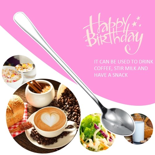 

Custom Stamped Engraved Stainless Steel Long Handle Ladle Personalized Coffee Milk Stir Spoon with Lettering for Gifts