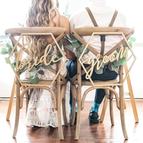 

Wood Chair Banner Set Chairs Signs for Rustic Wedding Decorations Engagement Party Supplies Style 1 Better & Together