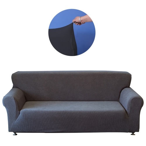 Universal poliéster Spandex estirable cubierta del sofá sin tirantes Slipcover extraíble lavable cubierta Mat muebles protector para 1 plazas sofá - blanco