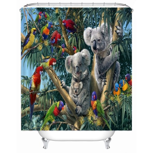 

Simulation 3D Colourful Animals Waterproof Shower Curtain Drapes of Bathroom Toilet with Hooks