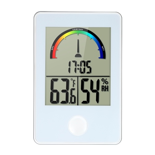 Mini-LCD-Digital-Innen-Thermometer Hygrometer 12H / 24H Zeit ° C / ° F Temperatur Luftfeuchtigkeit Komfort Anzeige Display Monitor-Messgerät Thermo-Hygrometer mit Rückenständer