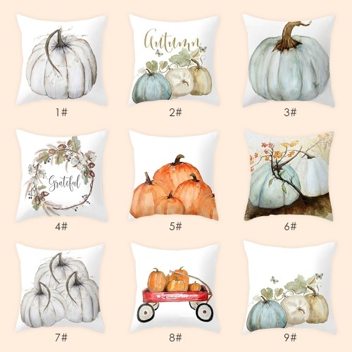 

Watercolor Pumpkin Throw Pillow Covers Halloween Thanksgiving Day Cotton Linen Car Sofa Pillowcase Home Decor