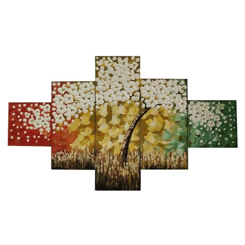 

Golden Tree 5 Piece Abstract Floral Hand-Painted Oil Paintings