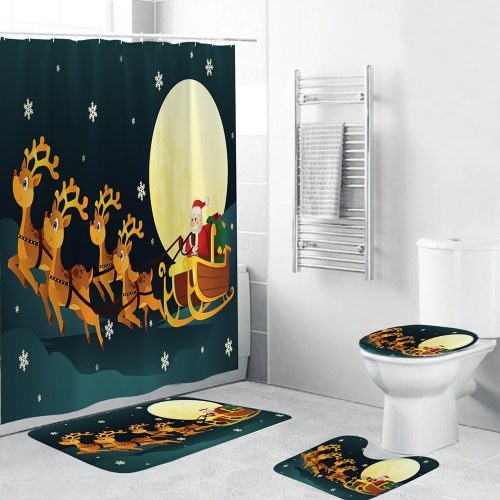 

4 Piece Christmas Theme Bathroom Decoration Non Slip Rug