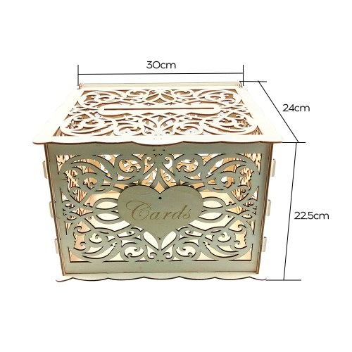 

Wooden Wedding Envelope Gift Card Box Hollow Floral Pattern Invitation Card DIY Box Wedding Supplies