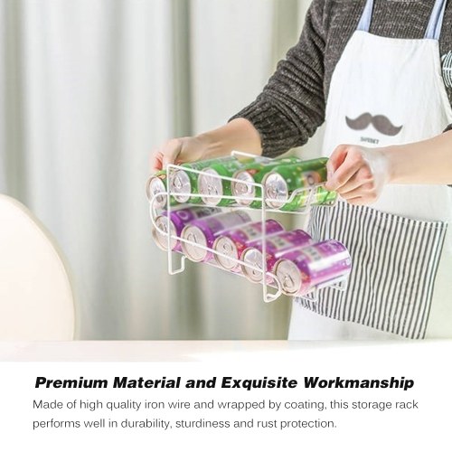 

2 Tier Canned Drink/Food Storage Rack Stackable Beverage Organizer Rack Holder Dispenser Holds up to 10 Cans for Home Kitchen Living Room