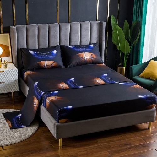 

4Pcs/Set Fitted Sheet & Bed Sheet & 2Pcs Pillowcases