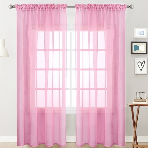 

Sheer Curtains Living Room Rod Pocket Window Curtain Panels (55''Wx102''L,2 Panels)
