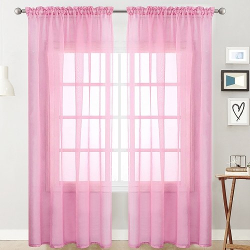 

Sheer Curtains Living Room Rod Pocket Window Curtain Panels