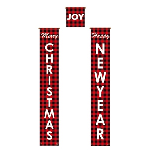 

Merry Christmas Banners Large Size Front Door Merry Christmas Porch Sign Red Hanging Banners