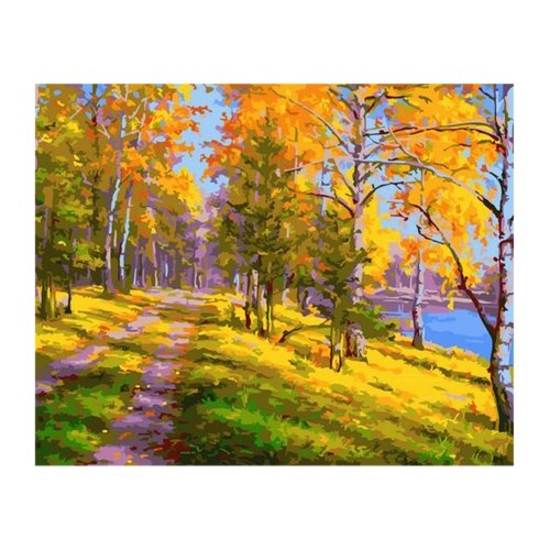 12x16 Inch DIY Oil Painting on Canvas Paint by Number Kit Forest Pattern for Adults Kids Beginner Craft Home Wall Decor Gift