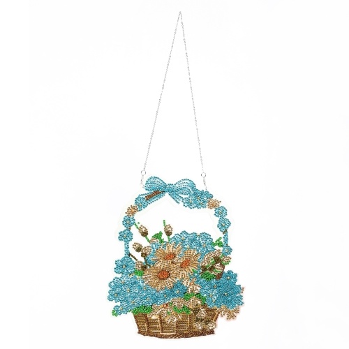 

DIY Diamond Painting Flower Basket with Long Chain Drill Diamond Embroidery Kit DIY Wall Door Hanging Decoration