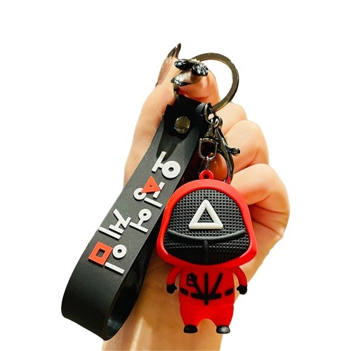 

Squid Game Keychain Korean TV Character Pendant Metal Keychain Christmas Ornament Key Ring for DIY Art Craft Making