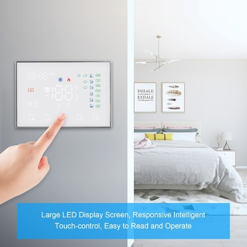 Programmable Smart Digital Thermostat Room Temperature Controller with LED Touchscreen WiFi Connection Replacement for Google Home Alexa Home Market Factory School Office Hotel Gas Boiler Heating