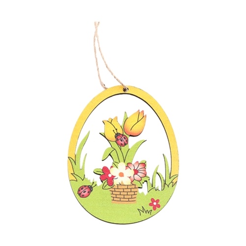 

10PCS Easter Wooden Hanging Ornament Set Easter Aniaml Flower Themed Hanging Tags Decoration