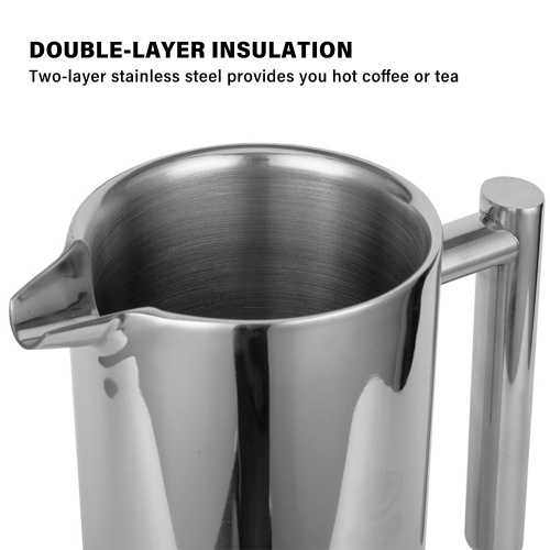 French Press 304 Stainless Steel Thermal Coffee Maker Tea Maker 800ML 3 Filters Anti-scald Handle Rust-proof Coffee Press 
