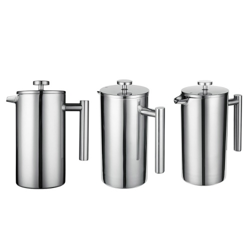 French Press 304 Stainless Steel Thermal Coffee Maker Tea Maker 800ML 3 Filters Anti-scald Handle Rust-proof Coffee Press 