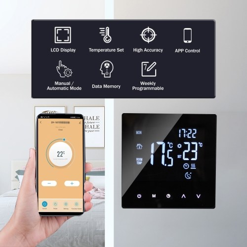 Smart Thermostat Temperature Controller for Water Heating LCD Display Touch Screen Week Programmable  Underfloor Heating Thermostats for Home Office School Hotel 