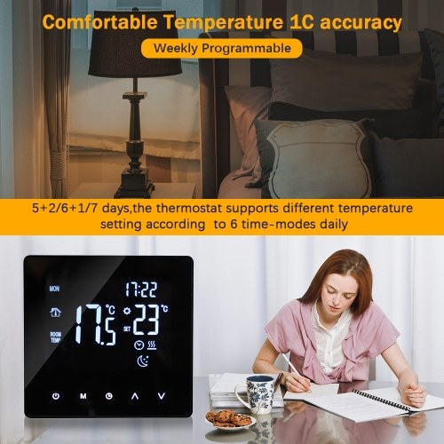 Smart Thermostat Temperature Controller for Water Heating LCD Display Touch Screen Week Programmable  Underfloor Heating Thermostats for Home Office School Hotel 