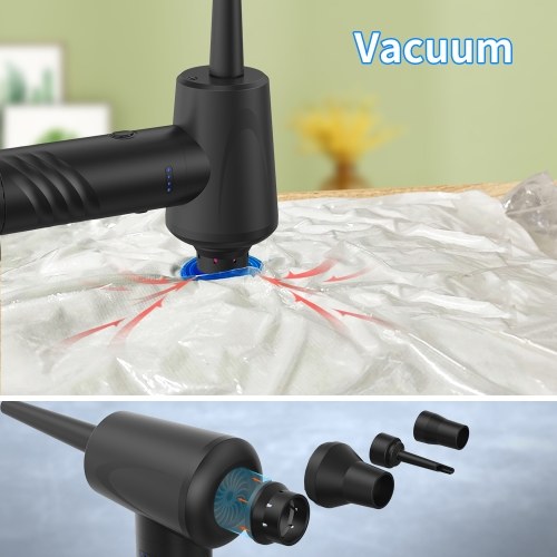 Air Duster Inflator Vacuum Pump 3-IN-1 with Light 3 Gear Adjustable 50000RPM Rechargeable Cordless Air Blower with Brushed Motor 6 Nozzles for PC Keyboard Cleaning Swim Ring Inflation Bags Vacuum 