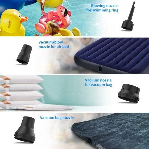Air Duster Inflator Vacuum Pump 3-IN-1 with Light 3 Gear Adjustable 50000RPM Rechargeable Cordless Air Blower with Brushed Motor 6 Nozzles for PC Keyboard Cleaning Swim Ring Inflation Bags Vacuum 