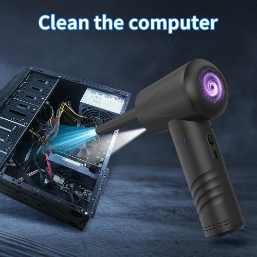 Air Duster Inflator Vacuum Pump 3-IN-1 with Light 3 Gear Adjustable 50000RPM Rechargeable Cordless Air Blower with Brushed Motor 6 Nozzles for PC Keyboard Cleaning Swim Ring Inflation Bags Vacuum 