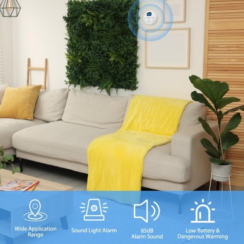 3 Packs Smoke and Carbon Monoxide Detector 2 In 1 CO and Smoke Detectors LCD Display Smart Detector 