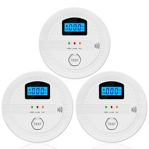 3 Packs Smoke and Carbon Monoxide Detector 2 In 1 CO and Smoke Detectors LCD Display Smart Detector 