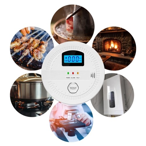 3 Packs Smoke and Carbon Monoxide Detector 2 In 1 CO and Smoke Detectors LCD Display Smart Detector 