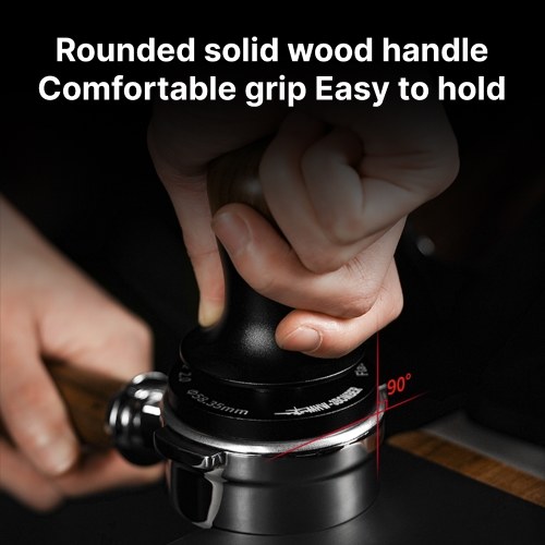 

MHW-3BOMBER Flat Base Coffee Tamper 30Lbs Constant Pressure Calibrated Spring Loaded Tamper with Sound Feedback Self Adjustable Depth Auto Reset Espresso Tamper with 304 Stainless Steel Base Ergonomic Walnut Wood Handle