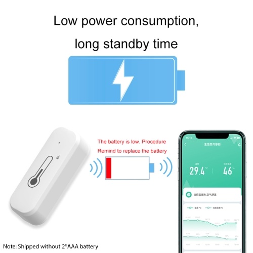 3 Pack WiFi Temperature Humidity Sensor Tuya APP Smart Control Mobile Phone Reminder Sharing Device Smart Temperature and Humidity Monitor for Home Greenhouse 