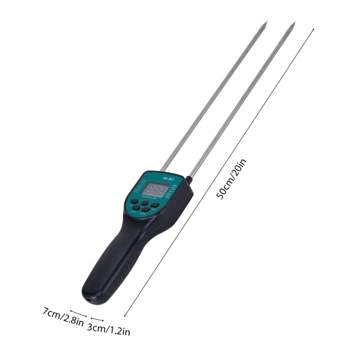 Hay Moisture Meter Hay Bale Moisture Tester Dual-rod Sensor with LCD Backlit Display for Paddy Wheat Corn Barley Rice 