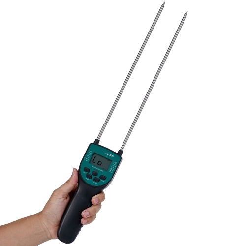 Hay Moisture Meter Hay Bale Moisture Tester Dual-rod Sensor with LCD Backlit Display for Paddy Wheat Corn Barley Rice 
