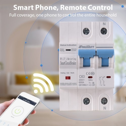 2P Smart Circuit Breaker TY APP Wifi Circuit Breaker Electricity Statistics Switch Overload and Short Circuit Protection Mobile Phone Remote Control for Apartments Homes Streetlights Farms 