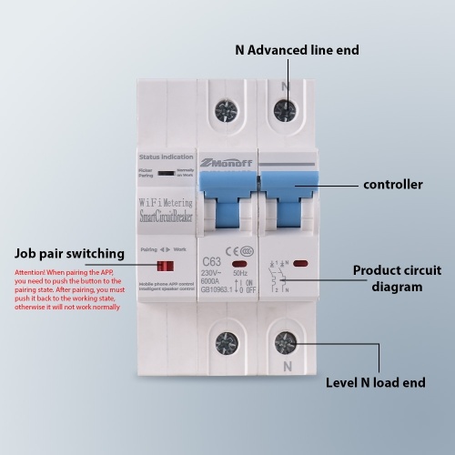 2P Smart Circuit Breaker TY APP Wifi Circuit Breaker Electricity Statistics Switch Overload and Short Circuit Protection Mobile Phone Remote Control for Apartments Homes Streetlights Farms 