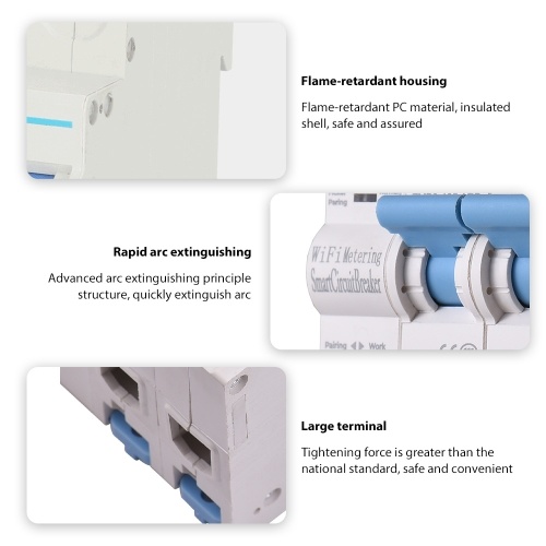 2P Smart Circuit Breaker TY APP Wifi Circuit Breaker Electricity Statistics Switch Overload and Short Circuit Protection Mobile Phone Remote Control for Apartments Homes Streetlights Farms 
