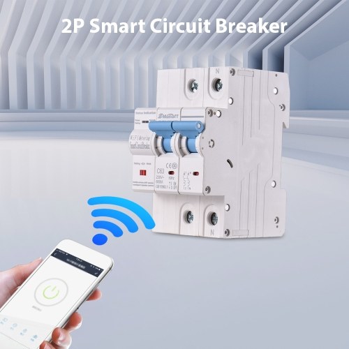 2P Smart Circuit Breaker TY APP Wifi Circuit Breaker Electricity Statistics Switch Overload and Short Circuit Protection Mobile Phone Remote Control for Apartments Homes Streetlights Farms 