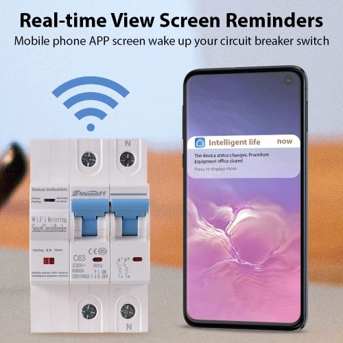 2P Smart Circuit Breaker TY APP Wifi Circuit Breaker Electricity Statistics Switch Overload and Short Circuit Protection Mobile Phone Remote Control for Apartments Homes Streetlights Farms 