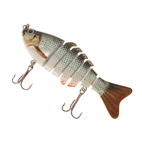 

Lixada 100mm 13g 3.9 "7 Сегменты Многосоплотный жесткий рыболовный приманка Живой Swimbait Crank Bait 2 Treble VMC Hooks