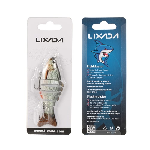 

Lixada 100mm 13g 3.9" 7 Segments Multi-Jointed Hard Fishing Lure Life-like Swimbait Crank Bait 2 Treble VMC Hooks