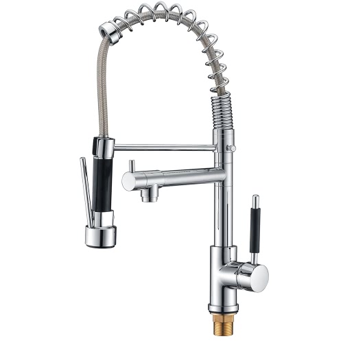 Homgeek High Quality Deck Mounted Modern Kitchen Sink Faucet Swivel Spout Tap Mixer Chrome Finish Home Hotel