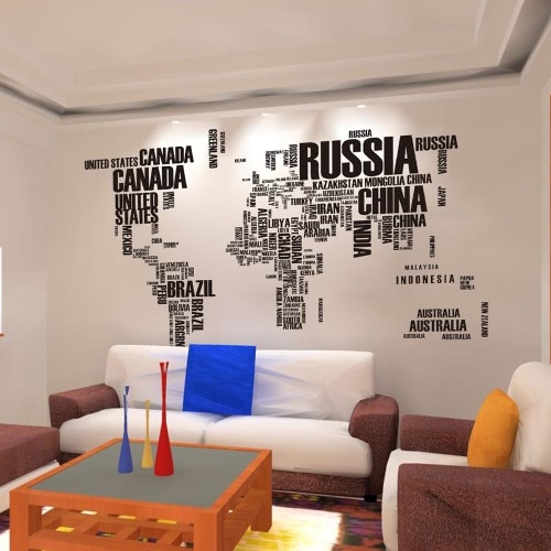 

Decorative Self Adhesive Living Room Bedroom Letter World Map Decal Removable Mural Wall Art Sticker Home Decor DIY