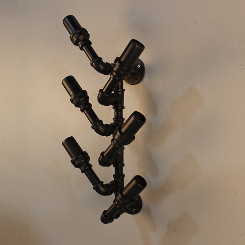 

iKayaa Industrial 6 Bottle Wall Mount Wine Rack Metal Hanging Bottle Holder Steampunk Pipe Design