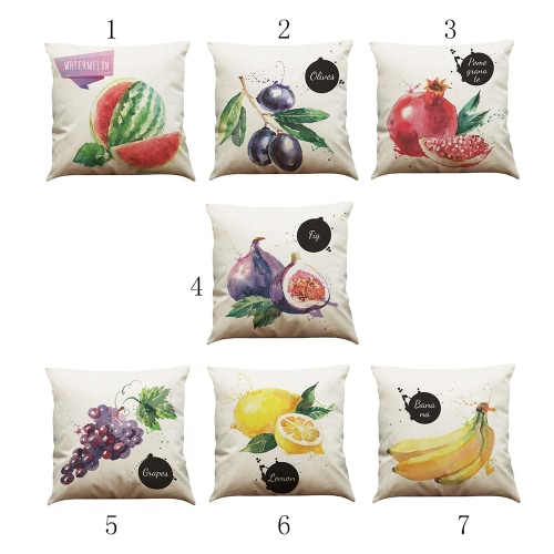 

Simple Modern High-quality Watermelon Olives Grapes Fig Guava Lemon Banana Pastoral Fresh Fruit Style Colorful Bright Printed Linen Square Throw Pillow Covers Pillow Cases Back Cushion Gift Decorative for Home Office Car Seat Sofa