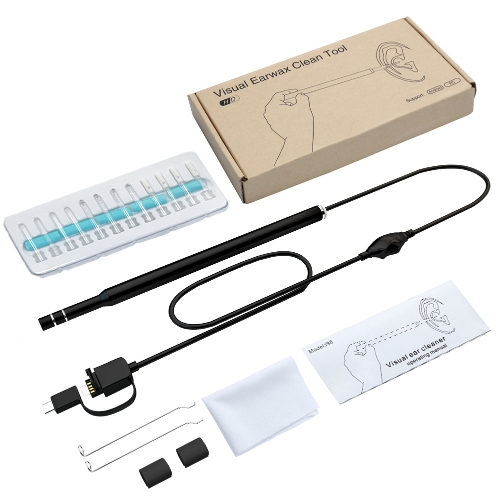 

3-в-1 USB-ушная ухо Earpick Endoscope LED Light Многофункциональная камера для осмотра борескопов 0.3MP Визуальная ухо Spoon Health Care Очищающий инструмент Earwax Clear Remover Tools Ушной очиститель для OTG Android Micro USB PC