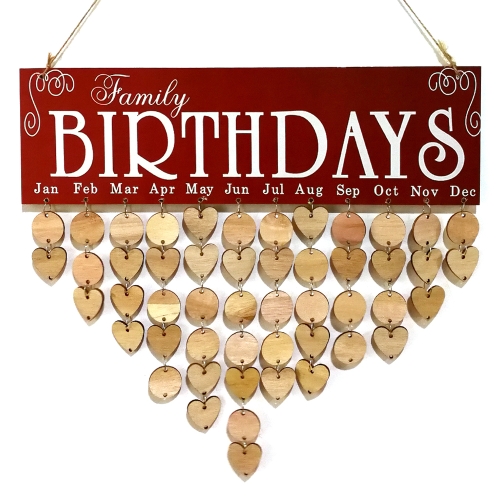 Fai da te Legno Famiglia Amici Compleanno Promemoria Date speciali Planner Board Calendario di legno Home Hanging Decor Gift Style 1