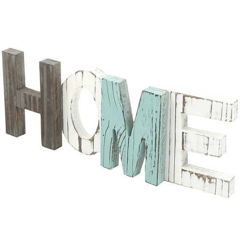 

Rustic Multi-color Wood HOME Letter Decorative Sign Standing Cutout Word for Home Decor