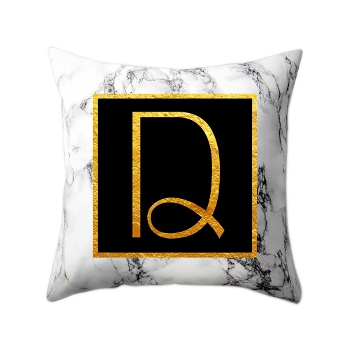 

Modern Pillowcases 45*45 Gold Alphabet Word Letter White Marble Pattern Pillow Case
