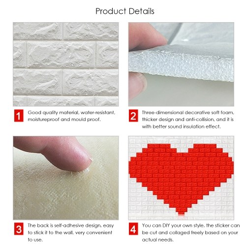 

PE Foam 3D Wall Stickers Brick Pattern Self Adhesive Anti-collision Water-resistant Moistureproof Wallpaper