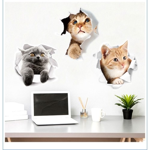 Adesivo da parete 3D gatto vivido
